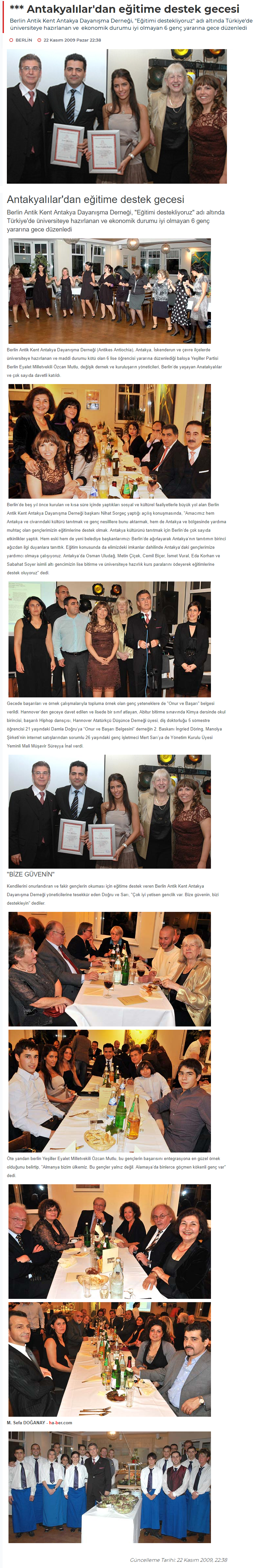 2009.11.22 www.ha-ber.com Antakyalılar'dan eğitime destek gecesi